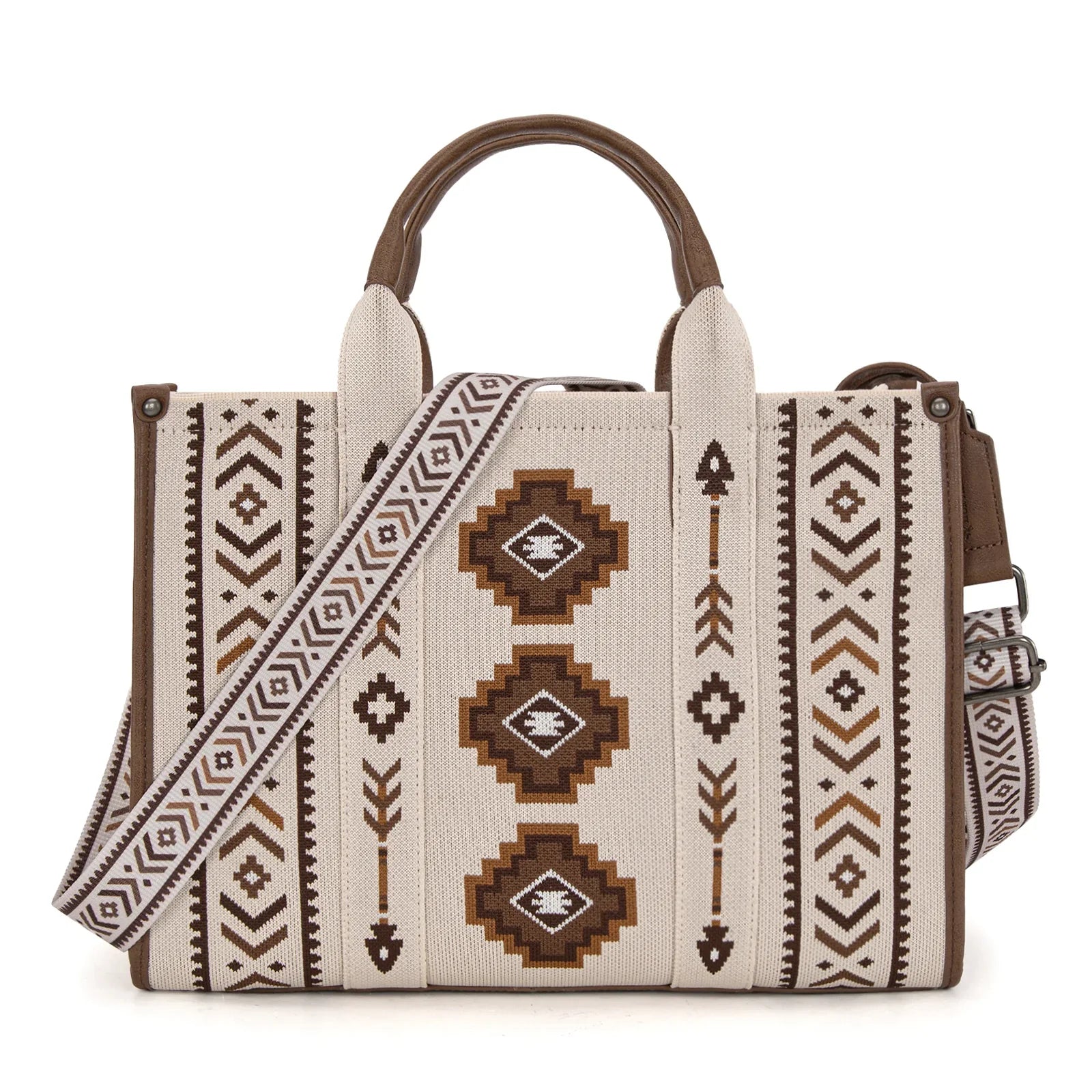 Montana West Aztec Retro Arrows Dual Sided Tote/Crossbody in Beige