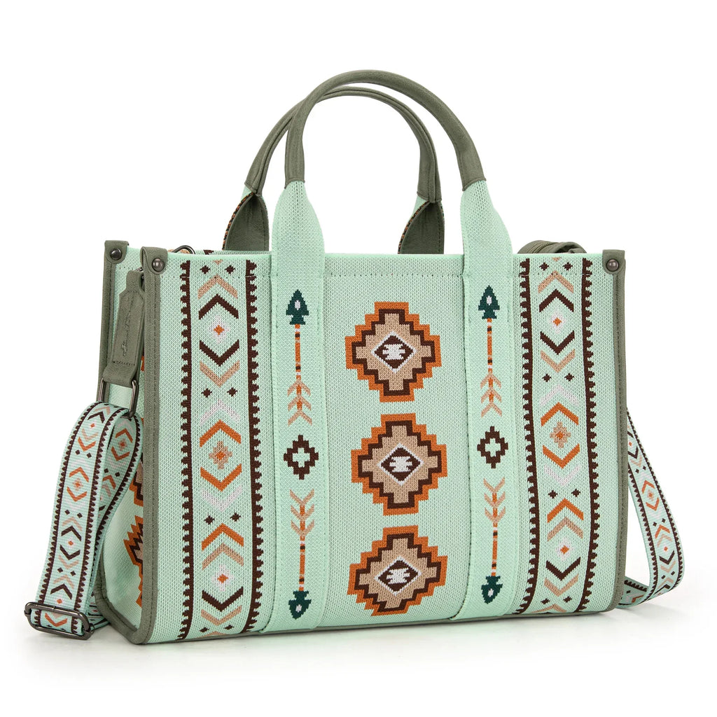 Montana West Aztec Retro Arrows Dual Sided Tote/Crossbody in Green