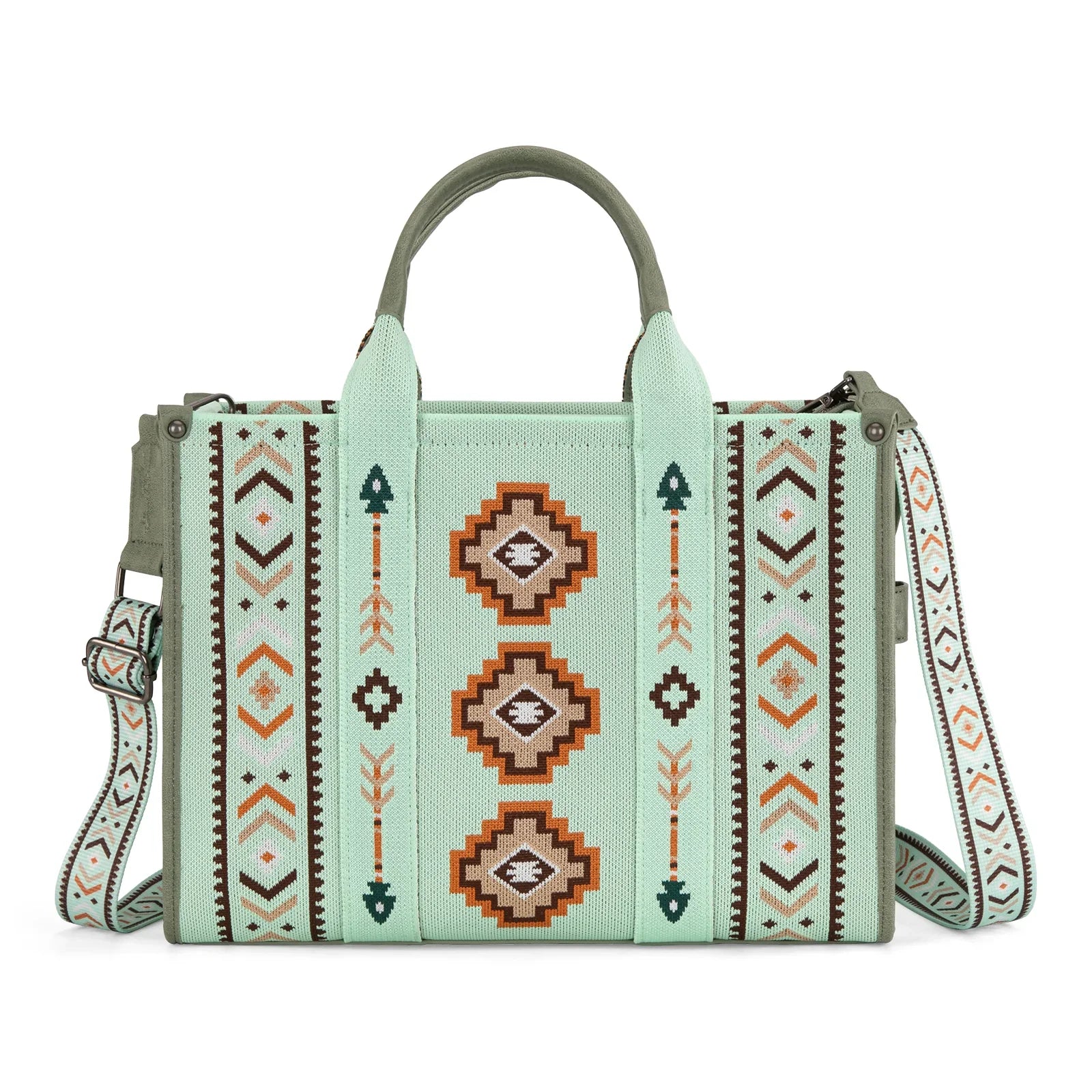 Montana West Aztec Retro Arrows Dual Sided Tote/Crossbody in Green